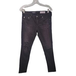Adriano Goldschmied Distressed Black Faded Denim Super‎ Skinny Ankle Size 28